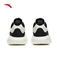 Anta 女士减震软底有氧跑步鞋，皮革鞋面，防水，保暖内衬，轻便女士跑步运动鞋 - 象牙白/黑 -4 - 查看 4