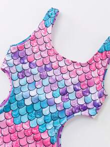 Nouveau maillot de bain une pièce dégradé d'écailles de poisson pour enfant/jeune fille de 4 à 12 ans