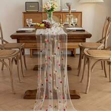 1pc Corredor de mesa floral de renda bordada, Corredor de mesa de flores coloridas, Toalha de mesa de renda vintage, Adequado para casamento, festa, feriado, piquenique, cozinha, mesa de jantar, decoração de casa
