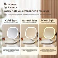 OBOVAY 1个带支架的LED化妆镜，亮度可调，带补光灯，适用于家庭、卧室、书桌、旅行，便携式梳妆镜