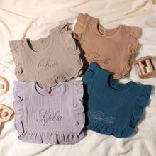 1 件定制刺绣名字婴儿围兜围兜装扮婴儿礼物适合男孩和女孩 - 彩色 - 查看 3