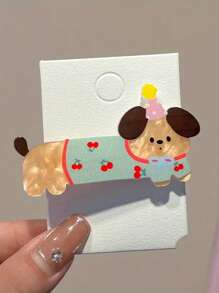 5个可爱卡通发夹套装，包含狗狗和猫咪图案，非常适合女孩用鳄鱼夹固定侧刘海。 学习用品，发饰 - 彩色 - 查看 6