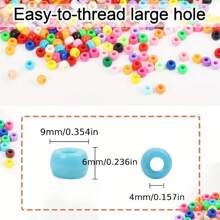 200/400/600pcs Assorted Colorful Plastic Rainbow Pony Beads, Loose Perforated Beads For Jewelry Making DIY Accessories, Bracelet Necklace Handmade Craft Supplies - Mixed Large Hole Beads [FZ237] - View 6