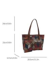 A Classic Patterned Women's Handbag, Large Capacity Shoulder Bag, Fashionable Work Bag, With A Small Coin Purse