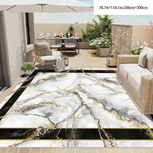 [5mm Thickness Crystal Velvet Flocked Bottom] 1pc Geometric Floral Pattern Carpet - Waterproof, Anti-Slip, Absorbent, Machine Washable, Soft Comfortable Mat, Suitable For Kitchen, Living Room, Bedroom, Hallway, Bathroom, Laundry Room - Easy To Clean, Carpet For Home Decor