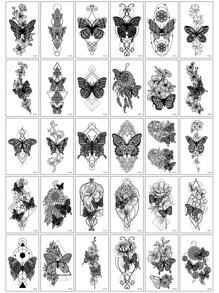 30 vellen creatieve zwarte vlinder tijdelijke tatoeage stickers voor mannen en vrouwen, waterbestendig, geschikt voor arm, gezicht, vinger en nek en overal waar je maar wilt