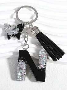 1 pieza Llavero de letra de resina, llavero de coche inicial para ella, dije de bolso y monedero, colorido y lindo, etiqueta del alfabeto como regalo, recuerdo, accesorio de coche, dije de bolso, accesorio escolar, gótico, Y2k