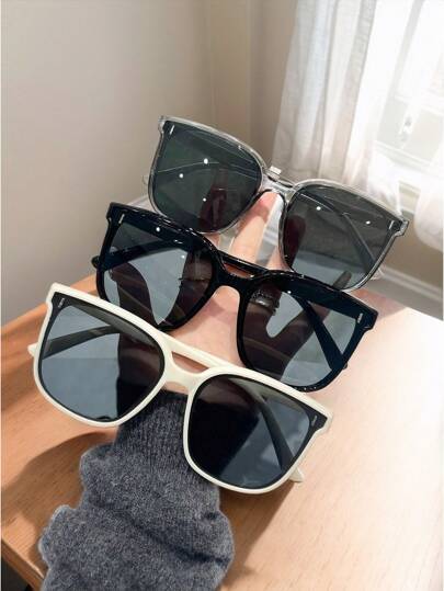 3 Pairs Of Fashionable Square-Frame Glasses For Teenagers, Suitable For Cycling And Street Photography Accessories