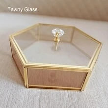 New Striped Glass Large Capacity Hexagonal Double-Layer Crystal Handheld Dustproof Jewelry Storage Box, Home Decor, Banquet, Wedding Gift - Multicolor - View 10