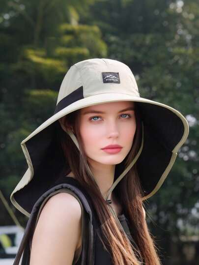 1 件装日式户外徒步帽，夏季防晒颈罩宽边钓鱼帽，适合女士徒步、徒步旅行、露营、高尔夫等户外活动