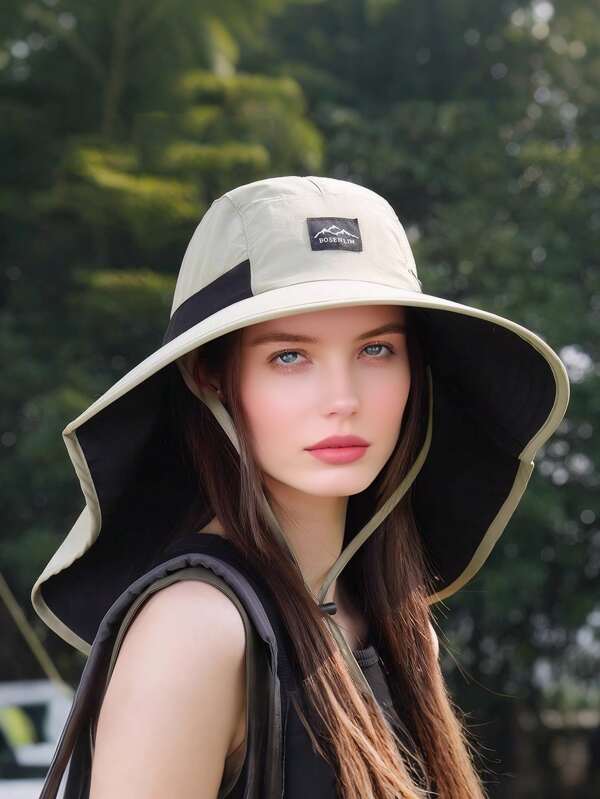 1pc Japanese Style Outdoor Hiking Hat, Summer Sun Protection Neck Cover Wide Brim Fishing Cap For Women, Suitable For Outdoor Activities Like Hiking, Trekking, Camping, Golf