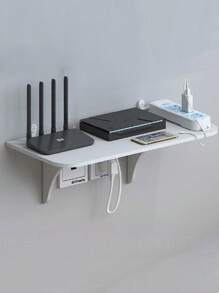 1pc Router Wall Mounted Shelf Bracket, No-Drill Storage Holder For Projector, Set-Top Box, WiFi, Smartphone, Tablet, Wall Mounted Charging Bracket For Bathroom, Bedside, Speaker, Figurine Shelf - White - View 4