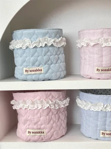 1 chiếc giỏ đựng đồ in hình nơ hoặc trái tim 3D màu hồng dễ thương, giỏ đựng đồ dùng văn phòng, giỏ đựng mỹ phẩm chống thấm nước dùng đựng cọ và đồ chăm sóc da, đồ trang trí bàn làm việc, hộp đựng đồ trang điểm. - Nhiều màu - Xem 3