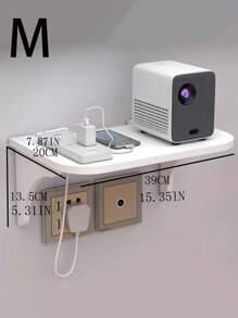 1pc Router Wall Mounted Shelf Bracket, No-Drill Storage Holder For Projector, Set-Top Box, WiFi, Smartphone, Tablet, Wall Mounted Charging Bracket For Bathroom, Bedside, Speaker, Figurine Shelf - White - View 5