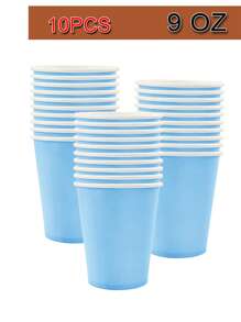 10pcs/Pack 9oz Disposable Paper Cups, Paper Coffee Cups, Disposable Drinking Cups, Hot & Cold Beverage Paper Cups, Suitable For Holding Hot Water, Juice, Ideal For Parties, Picnics, Holidays, Birthdays, Bridal Showers, Available In Multiple Colors