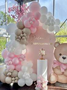 奶油色米白色粉色气球花环拱门套装新娘送礼会1岁2岁3岁4岁5岁生日装饰婚礼订婚气球套装洗礼 - 彩色 - 查看 1