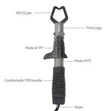 Fish Lip Pliers Grab Grip Tool Stainless Steel Fish Holder Fishing Tool Extended Version TPR Handle Fishing Men's Fishing Tackle