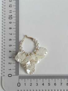 1 par de pendientes elegantes vintage con metal, perla, concha acrílica y borlas, pendientes personalizados elegantes para mujeres, regalo para boda, fiesta, cumpleaños, aniversario