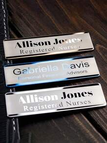 [Customized Products] Customizable Laser Engraved Name Pattern Alphanumeric And Multi-Language Labels - Stainless Steel Employee ID Badge Name Badge Brooch With Personalized Lapel Pin - High Quality Metal Finish, Customized ID, School Teacher And Staff Identity Position Name Badge Alphanumeric Stainless Steel Identity Name Badge Brooch , Sequins Vintage, Cute, Adorable,For Office,For School,For Classroom,For Teacher Gifts,For University,For Colleague,For Dorm Rooms,New Year Glamour