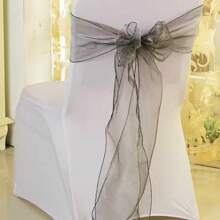 10pcs Voile Chair Back Decorative Ribbons, Organza Bowknot Chair Decorations, Suitable For Christmas, Halloween, Weddings, Parties, Outdoor Events, 18cm Wide, 275cm Long, DIY To Create Butterfly Shapes, Voile Sheer Fabric Chair Back Decorations For Festivals, Graduations, Party Backdrops, Gifts, Packaging
