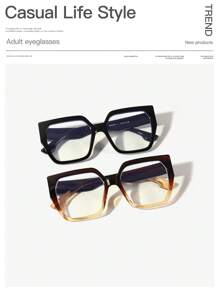 1 pezzo Occhiali da donna con montatura quadrata grande in acrilico, di moda, colore nero, adatti per lettura quotidiana, lavoro e vita universitaria