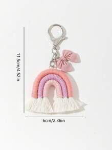 可爱彩虹蝴蝶结包饰包包配件伴娘礼物蝴蝶结钩针 - 桃色 - 查看 3