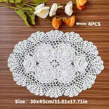 Rendas Trançadas Individuais, Jogos Americanos de Crochê Feitos à Mão, Toalha de Mesa de Renda Vazada, Toalha de Mesa Oval, Porta-copos de Renda Floral Vintage para Decoração da Sala de Estar, Mesa de Centro, Decoração Doméstica a Prova de Poeira, Melhores Presentes