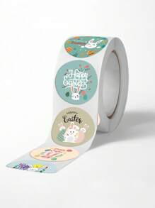 500张复活节快乐贴纸 1英寸兔子贴纸 可爱鸡蛋贴纸 适用于复活节信封奖励贴纸、复活节派对用品、礼品装饰、礼品袋包装袋 - 彩色 - 查看 7