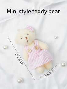 A Mini Couple Style Teddy Bear Plush Toy, Cute Stuffed Animal Doll, Perfect Gift For Wedding, Pretend Play, Bag Accessory Pendant - Pink - View 6