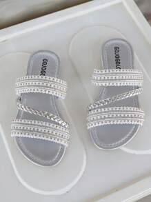 Girls' Slippers Summer New Children's Shoes Wear Sandals Summer Little Girls Soft Sole Popular Fashion Sandals - Silver - View 6