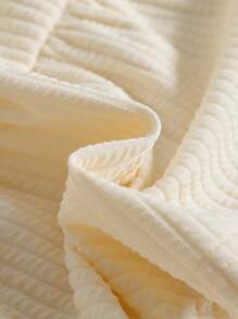 2pcs Baby Girls' Minimalist Solid Color Round Neck 3D Bow Ruffle Hem Short Sleeve T-Shirt And Elastic Waist Solid Color Knit Pants Set, Suitable For Home, Daily Wear And Outings, Spring/Autumn - Beige - View 6