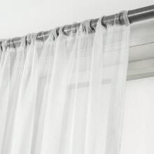 Set Of Two (2) Sheer Window Curtains Panels With Rod Pocket Drape Set Multiple Lengths (63", 84", 95", 108", 120" L) Solid Colors - trắng - Xem 2