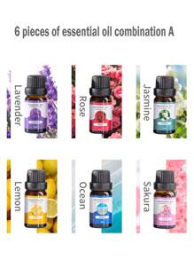 6-Scent Combination Set Of Essential Oil For Aromatherapy Diffusers, Humidifiers, Aroma Burners, Aroma Lamps, Diffusing Stones, Suitable For Use In Aroma Diffusers, Humidifiers, Aroma Burners, Aroma Lamps, Diffusing Stones, Can Be Used During Ramadan And Valentine's Day As Gifts. Birthday Graduation