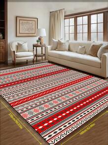 Tapete de área com design vintage inspirado na Boêmia, padrão geométrico de poliéster retangular, fácil manutenção, lavável, antiderrapante, adequado para sala de estar, corredor, cabeceira, sala de estar, quarto, escritório, cozinha, cabine