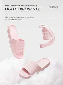 Textured Pink Slippers, Women's Pink Shoes, Soft & Comfortable Summer Slides, Non-Tiring Footbed, Made Of EVA, Flat Sandals - Baby Pink - View 2