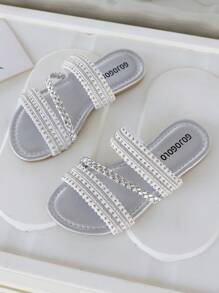 Girls' Slippers Summer New Children's Shoes Wear Sandals Summer Little Girls Soft Sole Popular Fashion Sandals - Silver - View 4