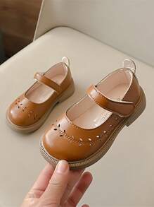 Children Princess Shoes, New Spring Autumn Girls Baby Soft Bottom Closed Toe Shoes, Hook-And-Loop Korean Version Flat Shoes