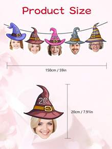 Pancarta personalizada con foto del rostro en sombrero de bruja, decoración de fiesta, pancarta personalizada con foto del rostro para cumpleaños, pancarta de cumpleaños, foto personalizada en pancarta (5 diseños)