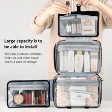 Large Capacity Toiletry Makeup Bag Cosmetic Storage Travel Hanging Washbag UK - Black - View 5
