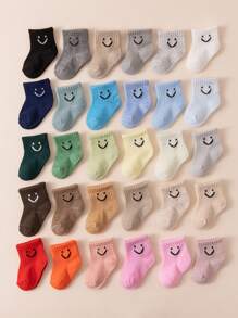 10 perechi de șosete pentru copii, șosete cu fețe zâmbitoare aleatorii pentru bebeluși, șosete drăguțe cu expresie pentru băieți, șosete elastice colorate pentru fete, șosete pentru podea de interior pentru copii