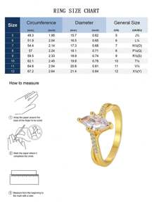 Charm-In 1pc Luxury Oval Cut Sparkling Cubic Zirconia Ring, Elegant Jewelry Gift For Girlfriend On Valentine's Day - Yellow Gold - View 3
