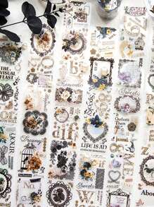 Rollo individual de cinta PET Lace Nocturne Series: Pegatinas retro para tarjetas, decoración para cuadernos y vuelta al colegio