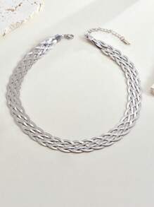 RAYQUEEN 1pc Stainless Steel 6-Layer Braided Necklace, Unique Design, Suitable For Daily Wear - necklace - View 3