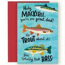 带信封的卡通鱼生日贺卡，高品质纸张，个性化幻想主题，适合家人、朋友和渔民的完美贺卡（12 厘米/4.7x17 厘米/6.7 英寸），一些不寻常的东西，礼品卡