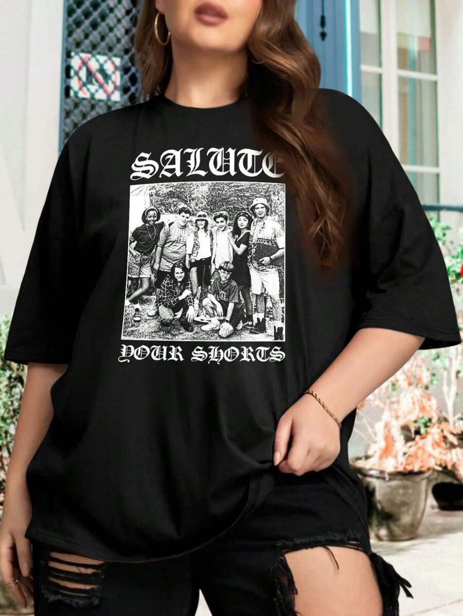 Salute Your Shorts I Hope We Never Part - Camp Anawanna Oversize Oversize Women T-Shirt For Women (Pinski Sponge Ugh!) - Black - View 1