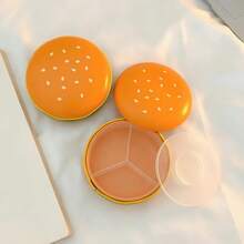 1pc Pill Case In Hamburger Shape, With Multiple Compartments For Easy Medication Organization. Ideal For Travel, Home, And Office Use. Its Compact Design Ensures Portability, Perfect For Storing Daily Pills, Vitamins, And Supplements.