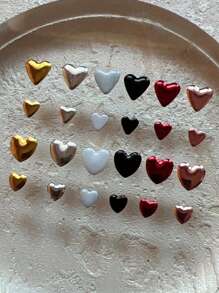 200Pcs Metallic Heart & Heart Shape Decor Rivet For Nail Art Crafts Nail Supplies Nails Nail Charms Nail Gems - Multicolor - View 7