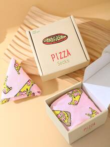 1 par de calcetines de tripulación con diseño único de pizza, cómodos y transpirables, regalos divertidos y creativos para el Día de San Valentín, Pascua, Día de la Madre, fiestas, parejas, cumpleaños, todo el año