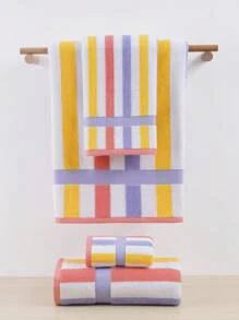 QIBHI 1pc Colorful Striped Bath Towel/Bathroom Towel,Absorbent Face Towel, Suitable For Home, Hotel, Bathroom, Pool, Gym, Beach Holiday Bathroom Decor Fall Decor Back To School