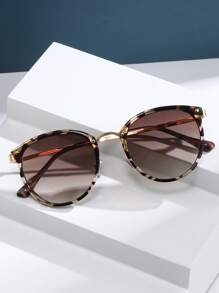 Retro Round Leopard Print Sunglasses, Boho Style Metal Fashion Eyewear, Classic Design For Outdoor Travel Beach Holiday Casual Wear, Summer UV Protection Driving Glasses Fashionable Shade Elegant Outfit Family Outings Travel Vacation Holiday For Summer Beach Vacation,Outdoor,Travel - Nhiều màu - Xem 2